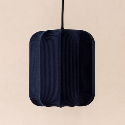 CGC LILA Navy Cylinder Ribbed Stretch Cotton Fabric Lampshade