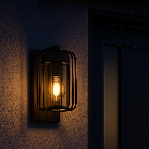 CGC Alvin Black Outdoor Cage Wall Lantern Light with Clear Diffuser IP54