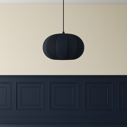 CGC LILA Navy Oval Ribbed Stretch Cotton Fabric Lampshade