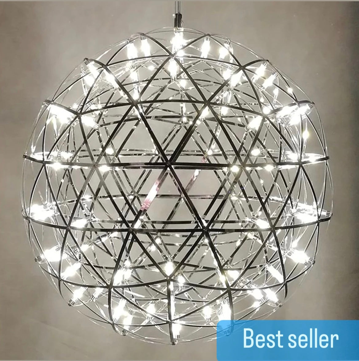 CGC FAWKES Cool White Chrome 80cm XXL Large Silver Firework / Starburst LED Pendant Light Chandelier