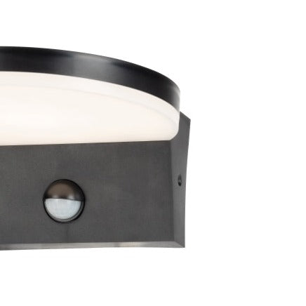 Our Aubrey black plastic ABS plastic outdoor wall mounted round outdoor light with built in LED's and motion sensor would look perfect in a modern or more traditional home design. Outside wall lights can provide atmospheric light in your garden, at the front door or on the terrace as well as a great security solution. It is designed for durability and longevity with its robust material producing a fully weatherproof and water resistant light fitting.