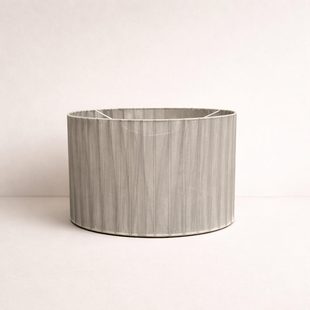 CGC Sylvie Silk Pleated Grey Round Drum Lamp Shade