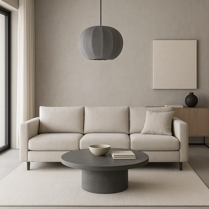 CGC LILA Grey Rounded Ribbed Stretch Cotton Fabric Lampshade