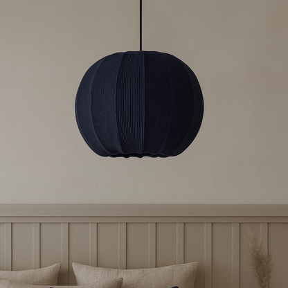 CGC LILA Navy Rounded Ribbed Stretch Cotton Fabric Lampshade