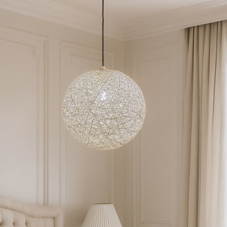 CGC CLARA Cream Large 40cm Round Globe Rattan Weave Lampshade
