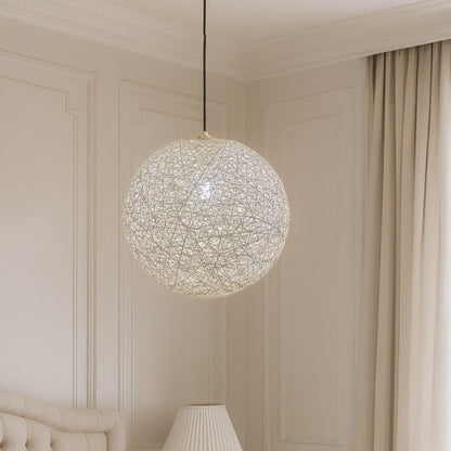 CGC CLARA Cream Large 40cm Round Globe Rattan Weave Lampshade