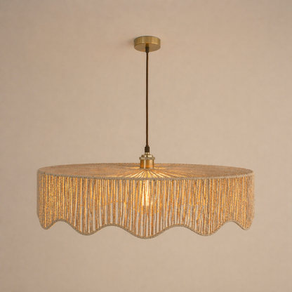 CGC Francesca Large 60cm Natural String Round Scallop Woven Easy Fit Lampshade