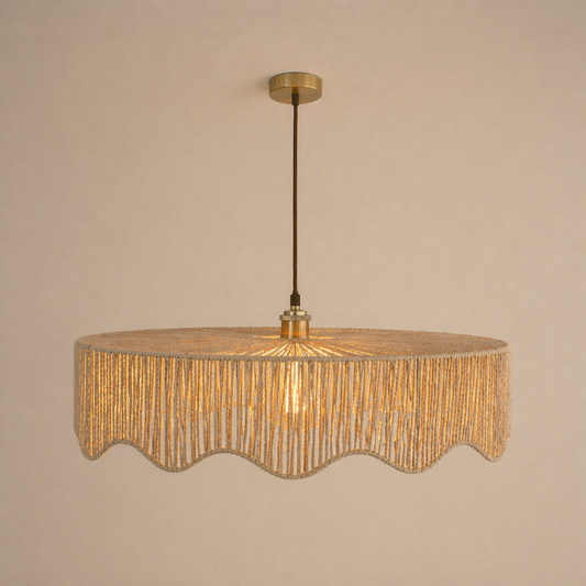 CGC Francesca Large 60cm Natural String Round Scallop Woven Easy Fit Lampshade