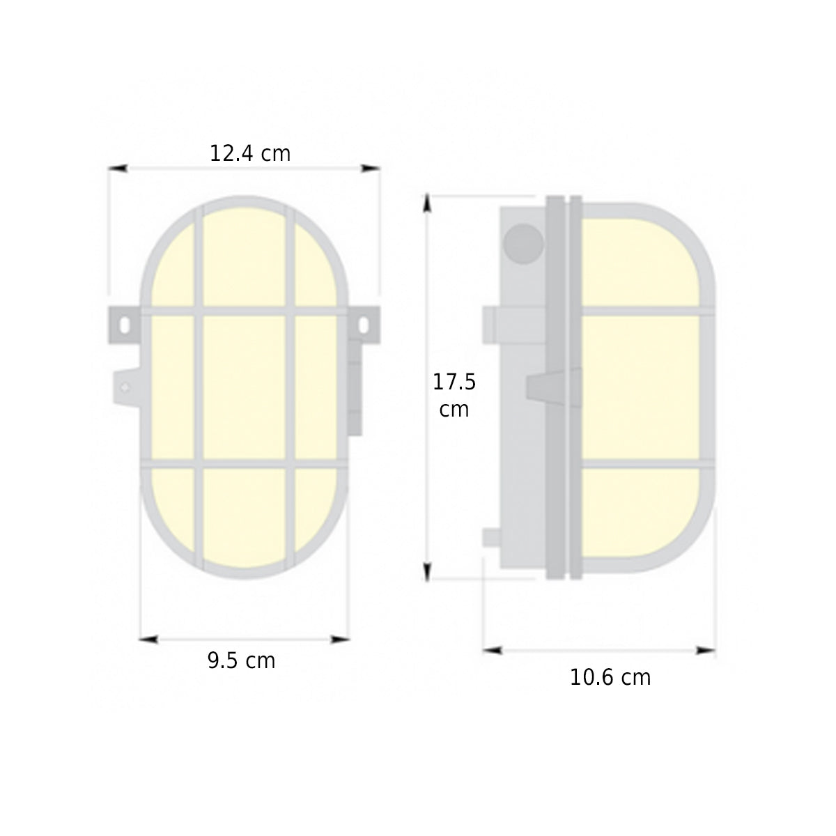 CGC GINA White Oval Metal Cage Bulkhead Wall Or Ceiling Light