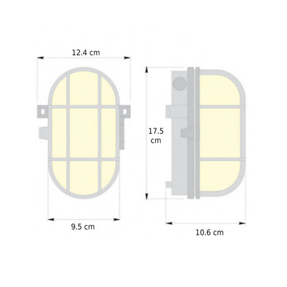 CGC GINA White Oval Metal Cage Bulkhead Wall Or Ceiling Light