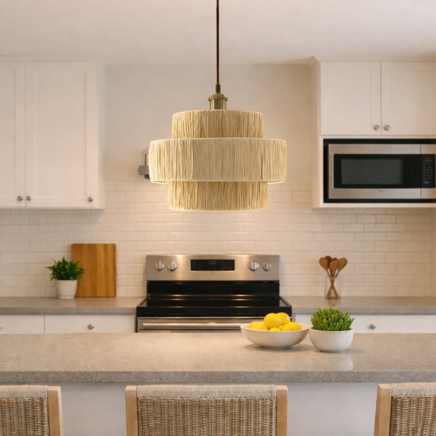 CGC KEFIRA Straw Paper Three Layer Easy Fit Hand Made Lampshade