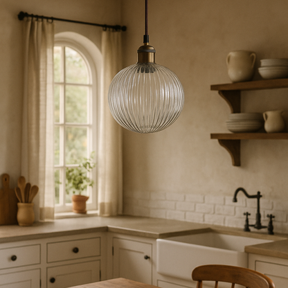 CGC EVA Ribbed Glass Globe Lampshade