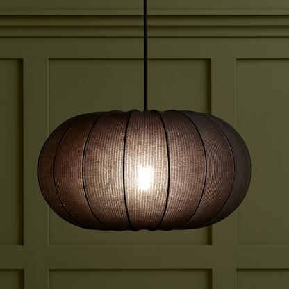 CGC LILA Black Oval Stretch Ribbed Cotton Fabric Lampshade