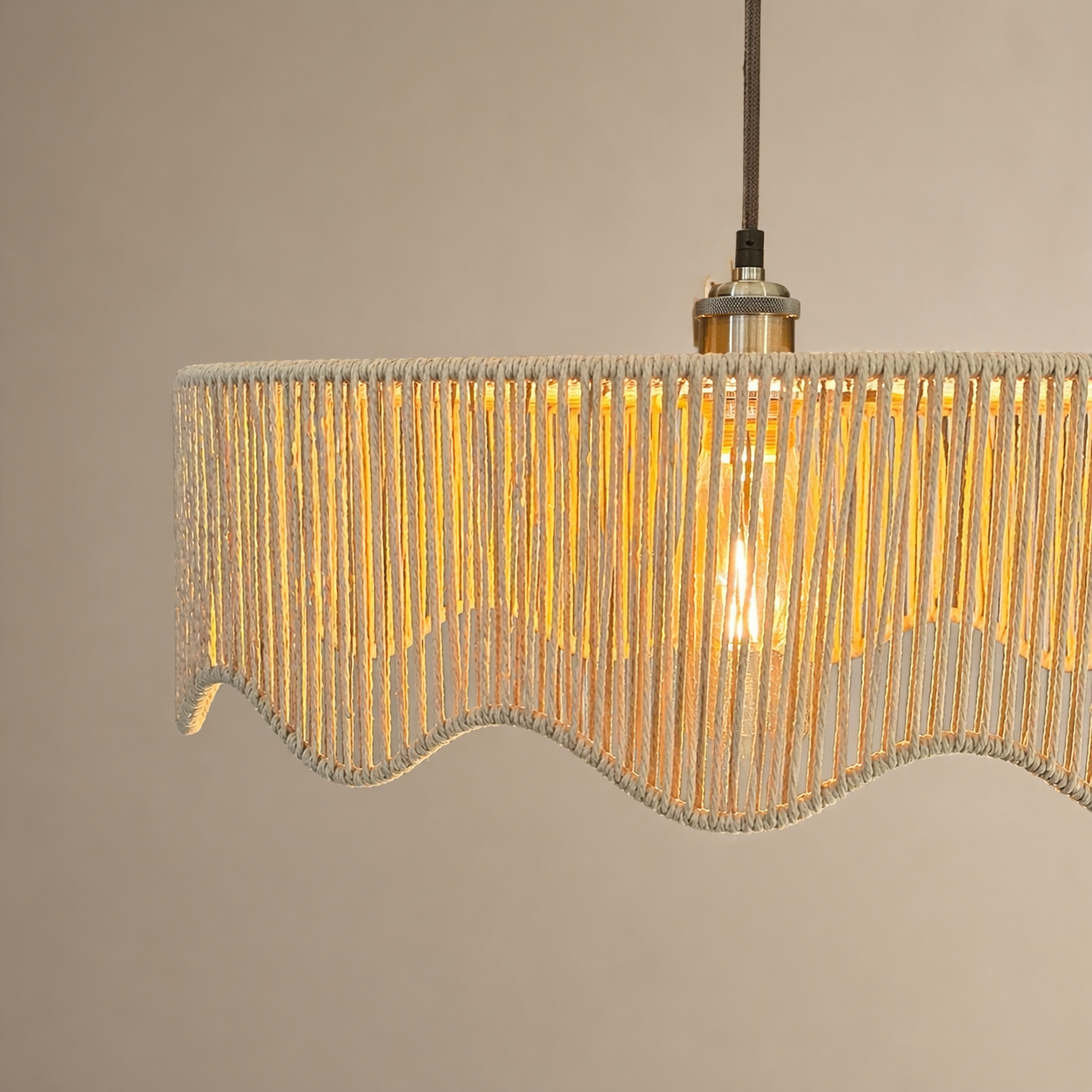 CGC Francesca Large 60cm Natural String Round Scallop Woven Easy Fit Lampshade