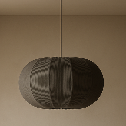 CGC LILA Grey Oval Stretch Ribbed Cotton Fabric Lampshade