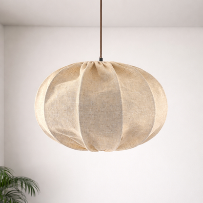 CGC Serafina Large Oval Oatmeal Loose Linen Fabric Lampshade