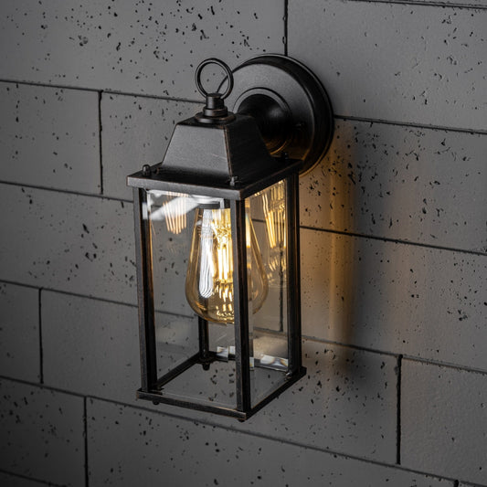 CGC FREYA Antique Bronze Coach Lantern Wall Light Bevelled Glass