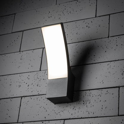 CGC MILLIE Black Curved LED Wall Light Diecast Aluminium Opal Diffuser 4000k IP54