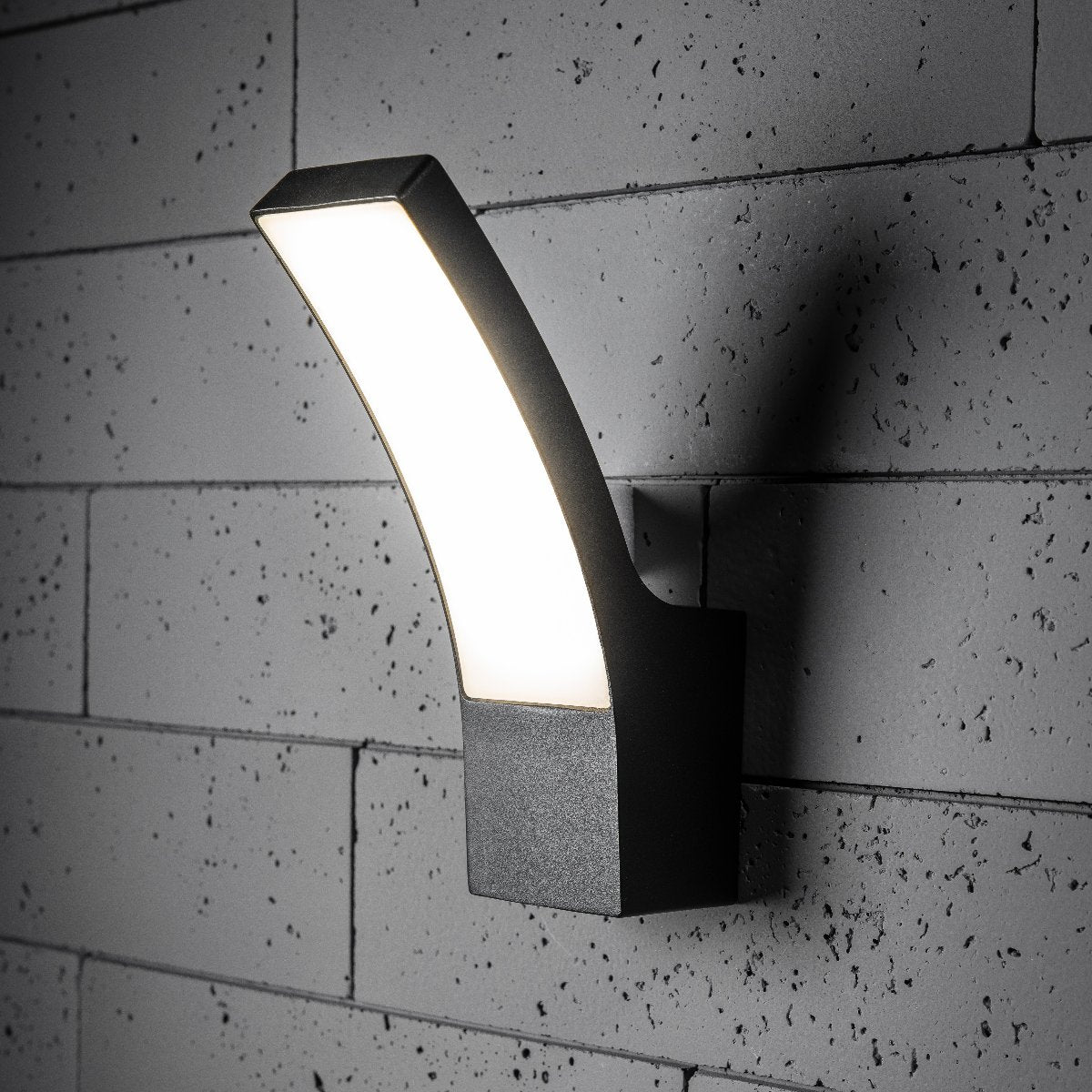 CGC MILLIE Anthracite Dark Grey Curved LED Wall Light Diecast Aluminium Opal Diffuser 4000k IP54