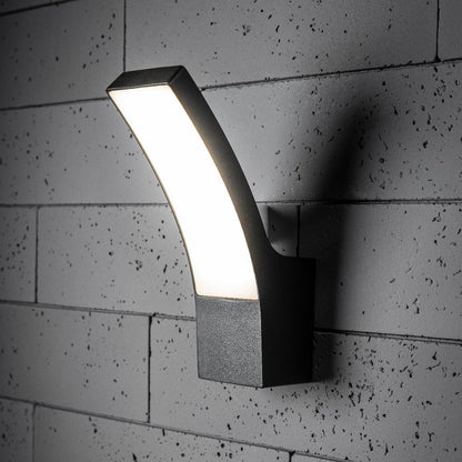 CGC MILLIE Anthracite Dark Grey Curved LED Wall Light Diecast Aluminium Opal Diffuser 4000k IP54