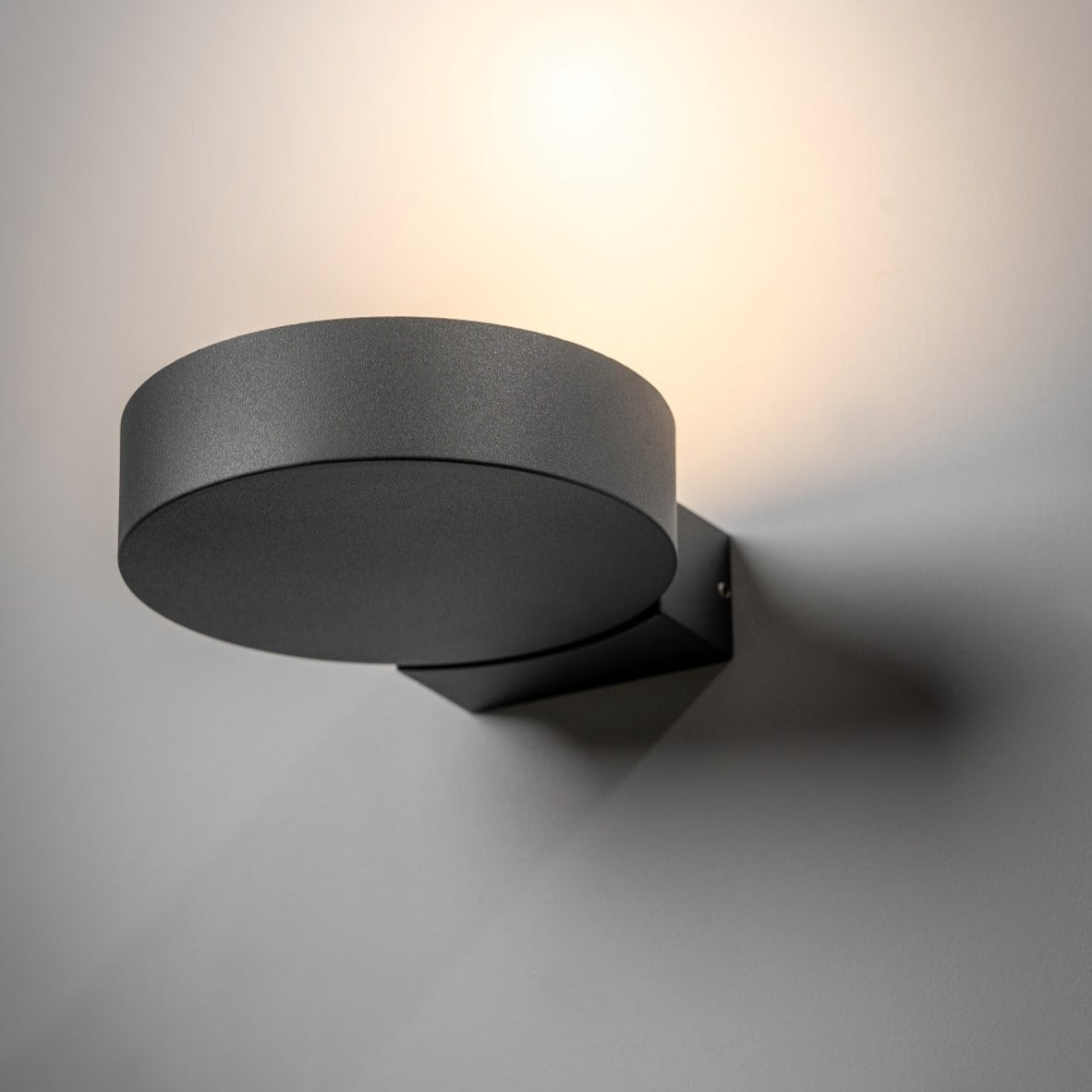 CGC DARCY Anthracite Dark Grey Adjustable Round LED Outdoor Wall Light 3000k Warm White IP54