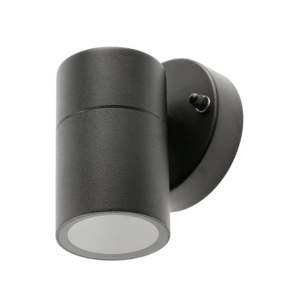 Our Leon outdoor single down light is modern and stylish in its appearance.  It comes in a cylinder design mounted on a circular back plate and clear glass diffuser. It is designed for durability and longevity with its robust material producing a fully weatherproof and water resistant light fitting