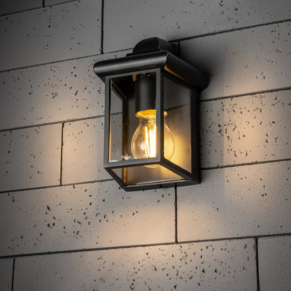 CGC CAMILA Black Outdoor Wall Lantern Clear Diffuser