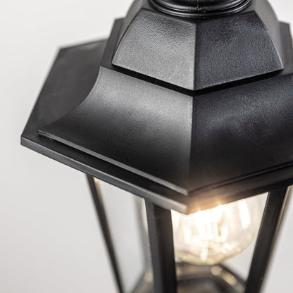 Our Yasmin lantern delivers on style and durability and is a smart choice for your exterior lighting. With its black polycarbonate construction teamed with clear polycarbonate panes, this lantern is hardwearing and rust and weatherproof. Built for life outdoors, it has an IP44 rating which means it can withstand the harshest of weather conditions. For sophisticated yet robust outdoor lighting, our Yasmin black outdoor traditional lantern is a strong contender.