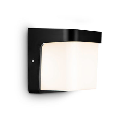 CGC RHEA Black LED Outdoor Wall Light Cube with Opal Diffuser IP65 Polycarbonate Coastal 4000K