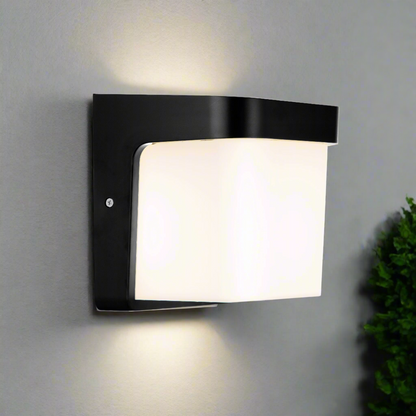 CGC RHEA Black LED Outdoor Wall Light Cube with Opal Diffuser IP65 Polycarbonate Coastal 4000K
