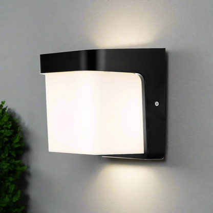 CGC RHEA Black LED Outdoor Wall Light Cube with Opal Diffuser IP65 Polycarbonate Coastal 4000K