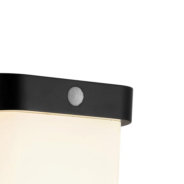 CGC RHEA Black LED Outdoor PIR Motion Sensor Wall Light Cube with Opal Diffuser IP65 Polycarbonate Coastal 4000K