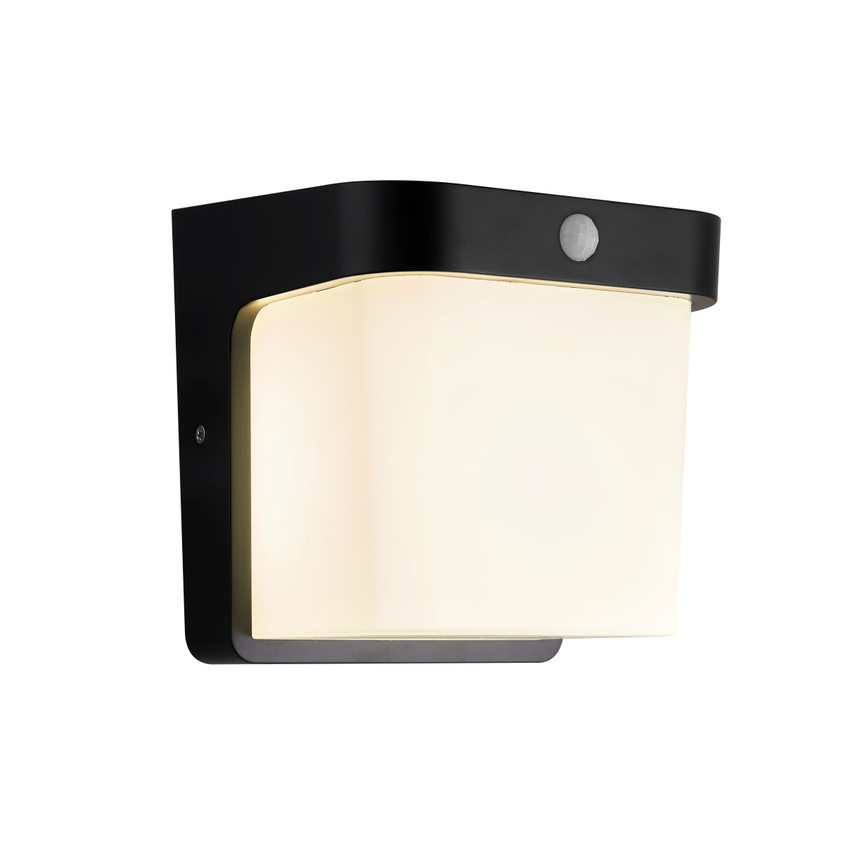 CGC RHEA Black LED Outdoor PIR Motion Sensor Wall Light Cube with Opal Diffuser IP65 Polycarbonate Coastal 4000K