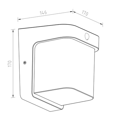CGC RHEA Black LED Outdoor PIR Motion Sensor Wall Light Cube with Opal Diffuser IP65 Polycarbonate Coastal 4000K