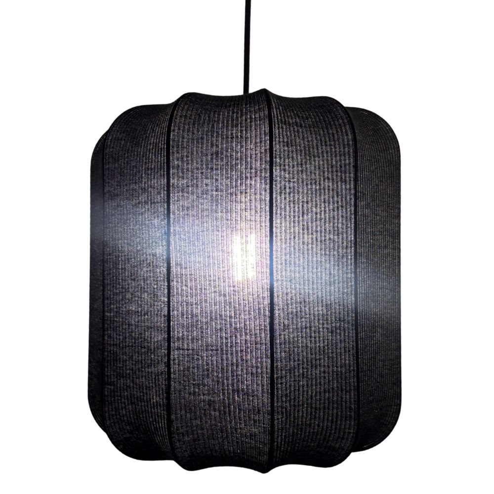 CGC LILA Black Cylinder Ribbed Stretch Cotton Fabric Lampshade