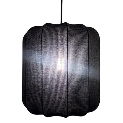 CGC LILA Black Cylinder Ribbed Stretch Cotton Fabric Lampshade