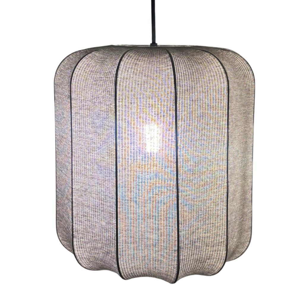 CGC LILA Grey Cylinder Ribbed Stretch Cotton Fabric Lampshade