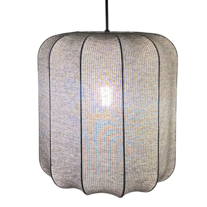 CGC LILA Grey Cylinder Ribbed Stretch Cotton Fabric Lampshade