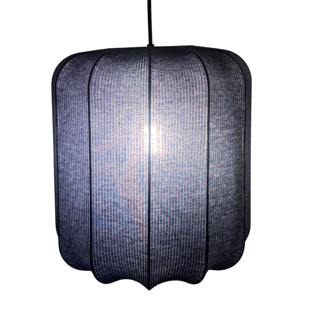 CGC LILA Navy Cylinder Ribbed Stretch Cotton Fabric Lampshade