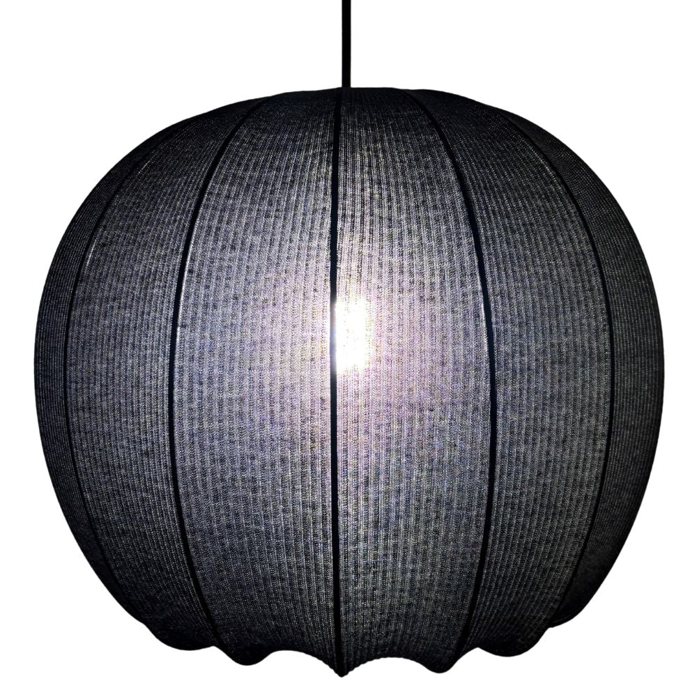 CGC LILA Black Rounded Ribbed Stretch Cotton Fabric Lampshade