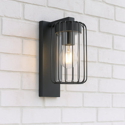CGC Alvin Black Outdoor Cage Wall Lantern Light with Clear Diffuser IP54