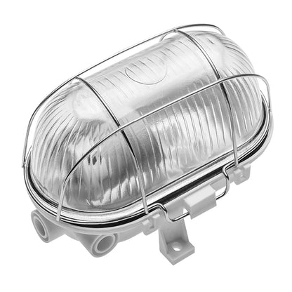 CGC GINA White Oval Metal Cage Bulkhead Wall Or Ceiling Light