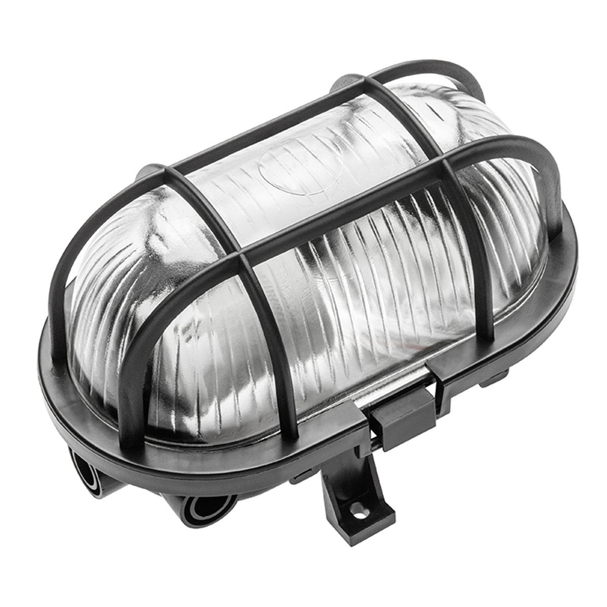 CGC GINA Black Oval Plastic Cage Bulkhead Wall Or Ceiling Light