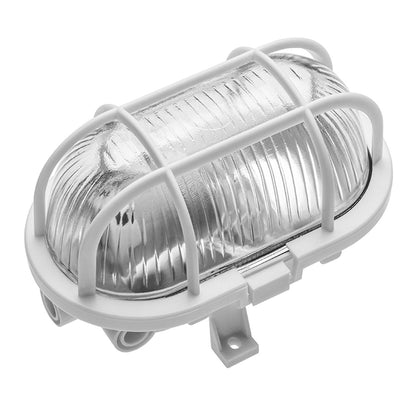 CGC GINA White Oval Plastic Cage Bulkhead Wall Or Ceiling Light