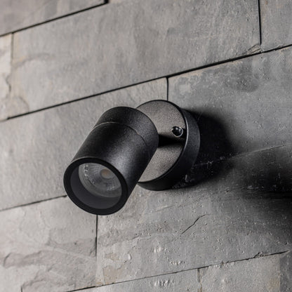 Our Leon outdoor single down light is modern and stylish in its appearance.  It comes in a adjustable cylinder design mounted on a circular back plate and clear glass diffuser. It is designed for durability and longevity with its robust material producing a fully weatherproof and water resistant light fitting