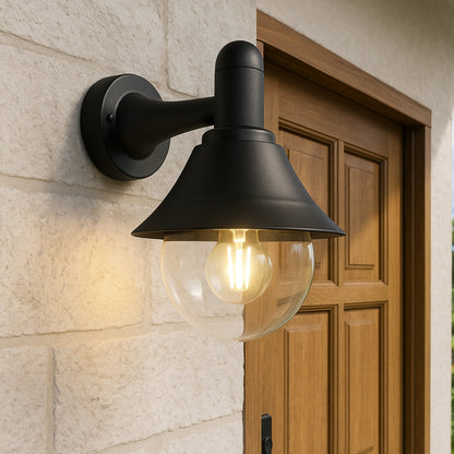 CGC Martina Black Outdoor Wall Lantern Light with Clear Diffuser IP44 Polycarbonate