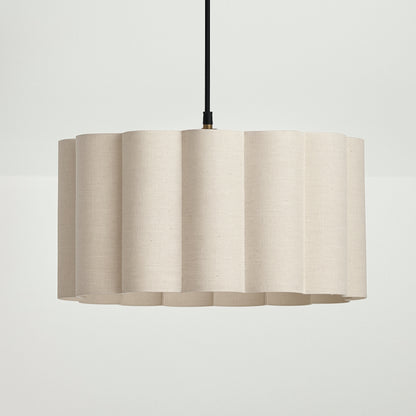 CGC Sabrina Scalloped Oatmeal Linen Drum Lampshade Large 44cm