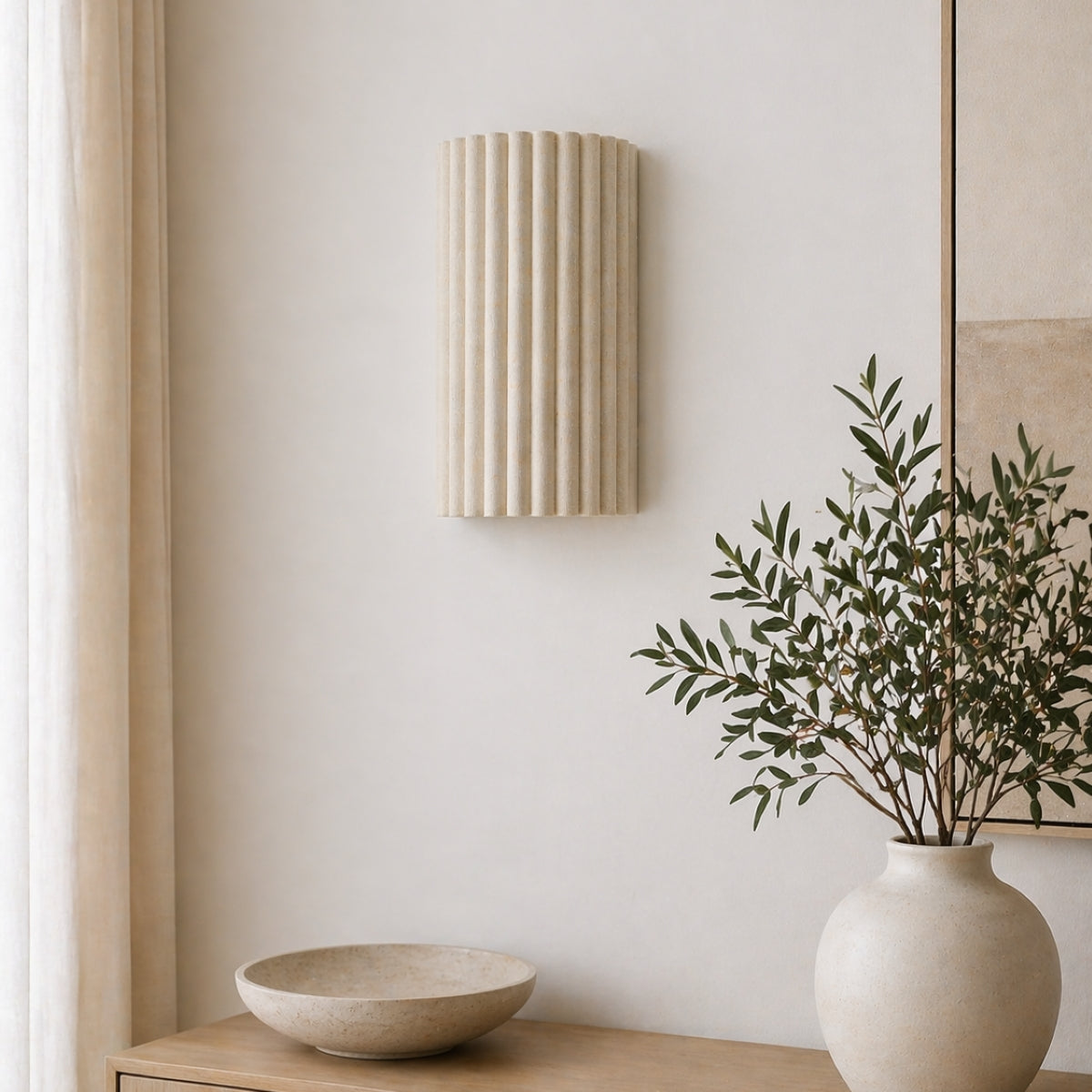 CGC Allegra Oatmeal Linen Fine Scallop Wall Light