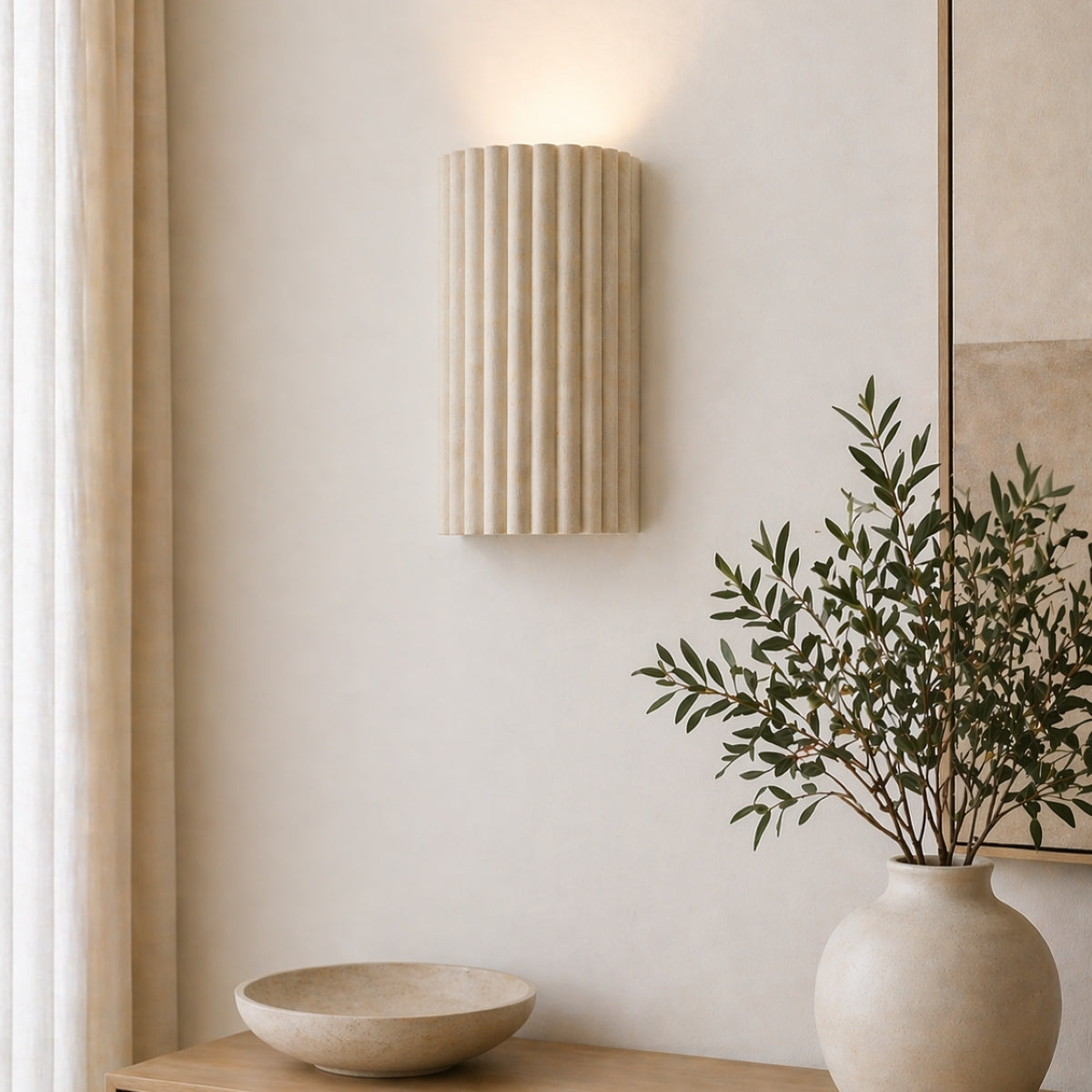 CGC Allegra Oatmeal Linen Fine Scallop Wall Light