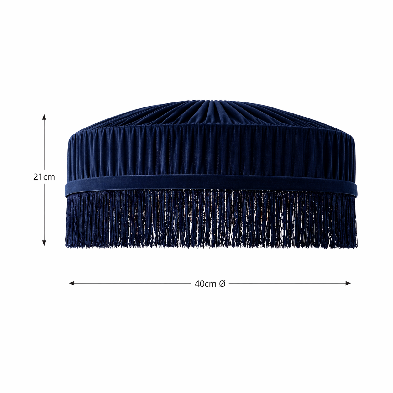 CGC Victoria Navy Velvet Fringe Lampshade – Pleated Tassel Pendant Light Shade